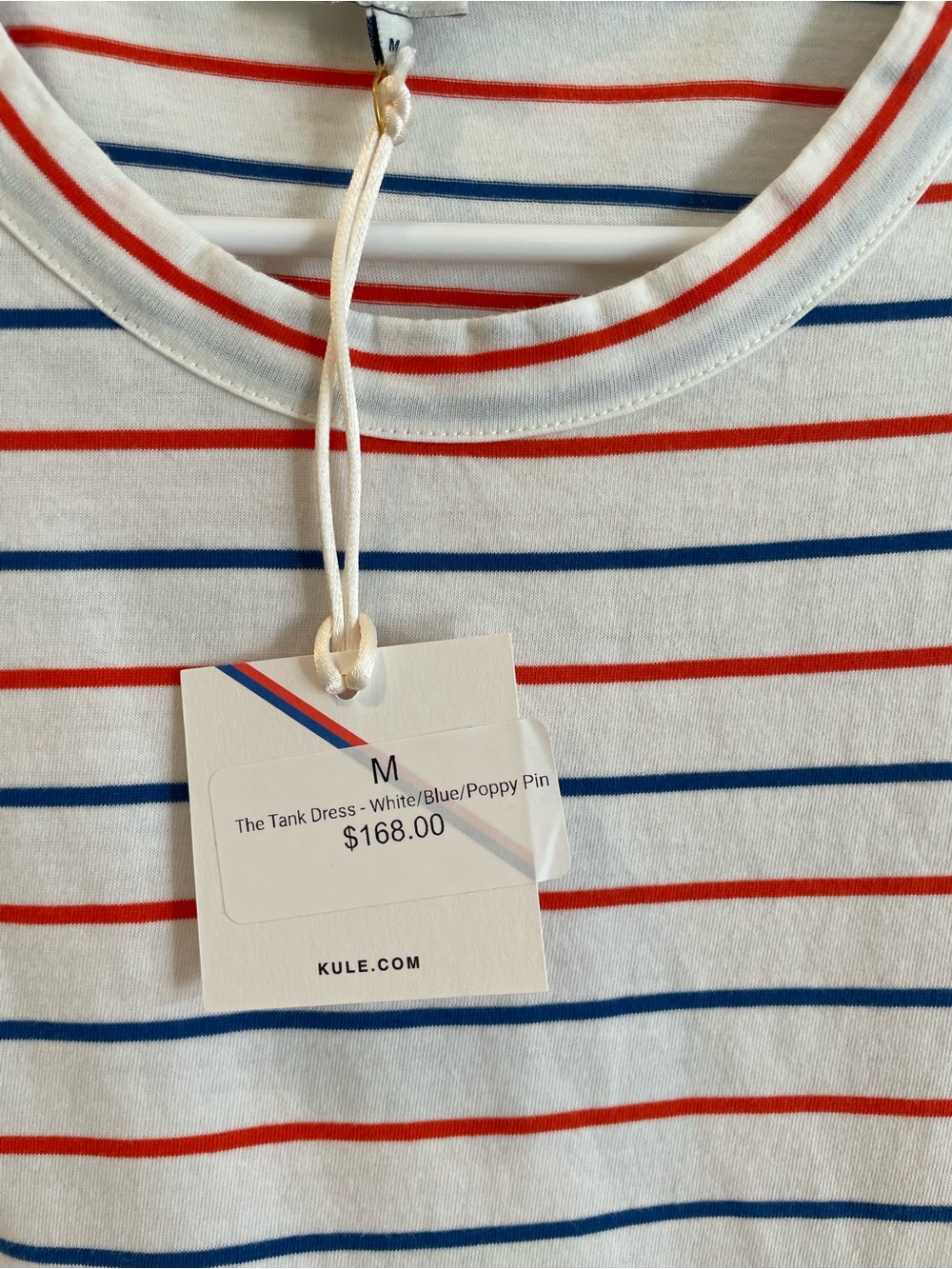 NWT KULE The Tank Dress white/blue/poppy $168 retail